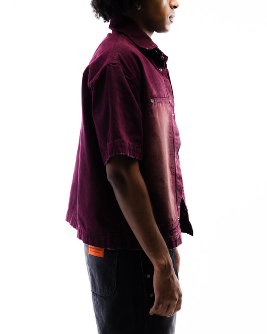 Screwed Button Up Jacket - Burgundy