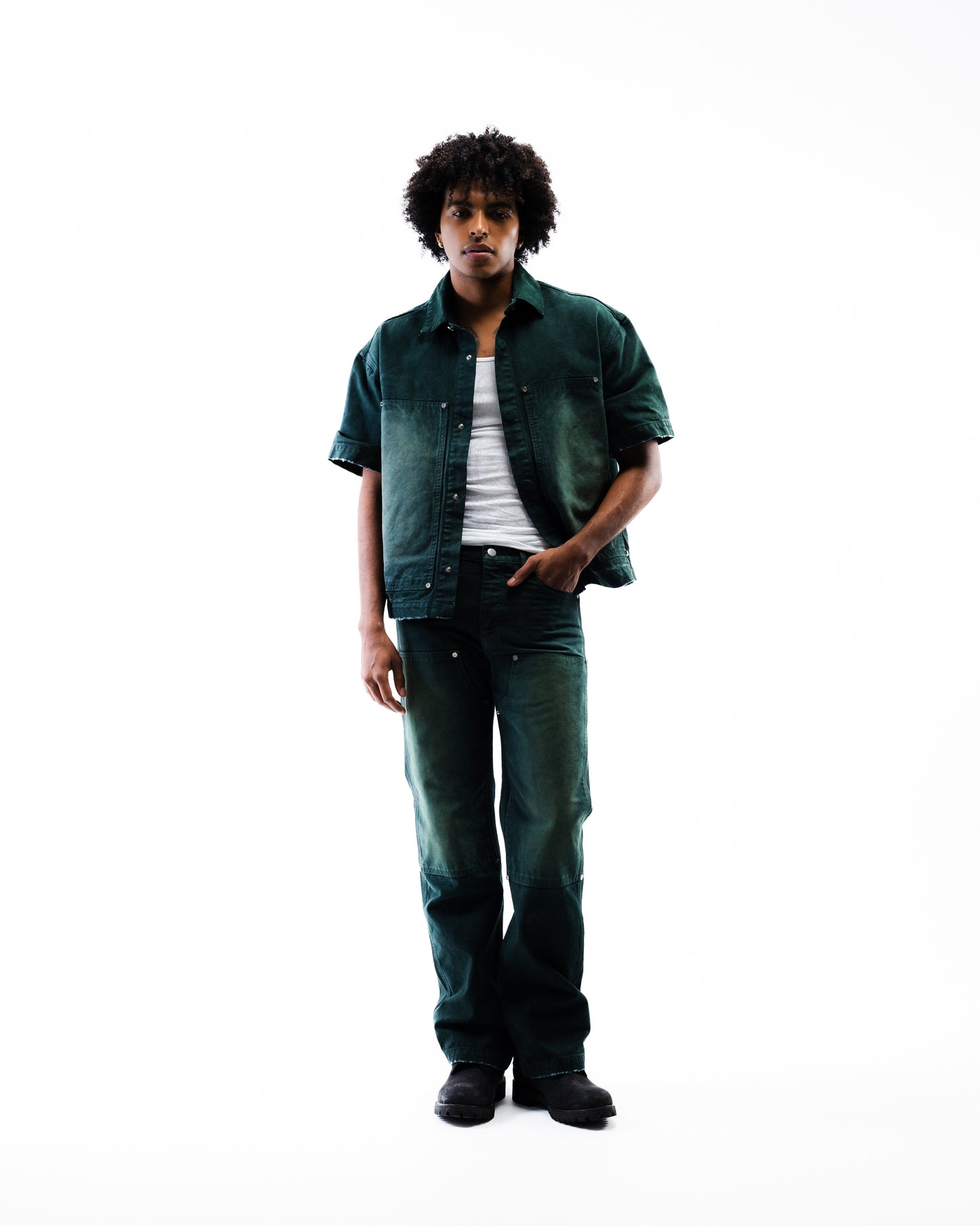 Screwed Button Up Jacket - Green