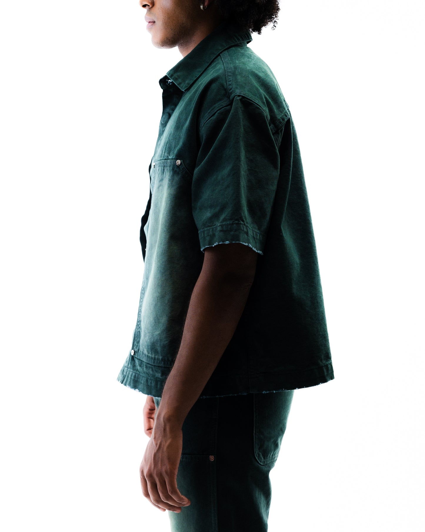 Screwed Button Up Jacket - Green