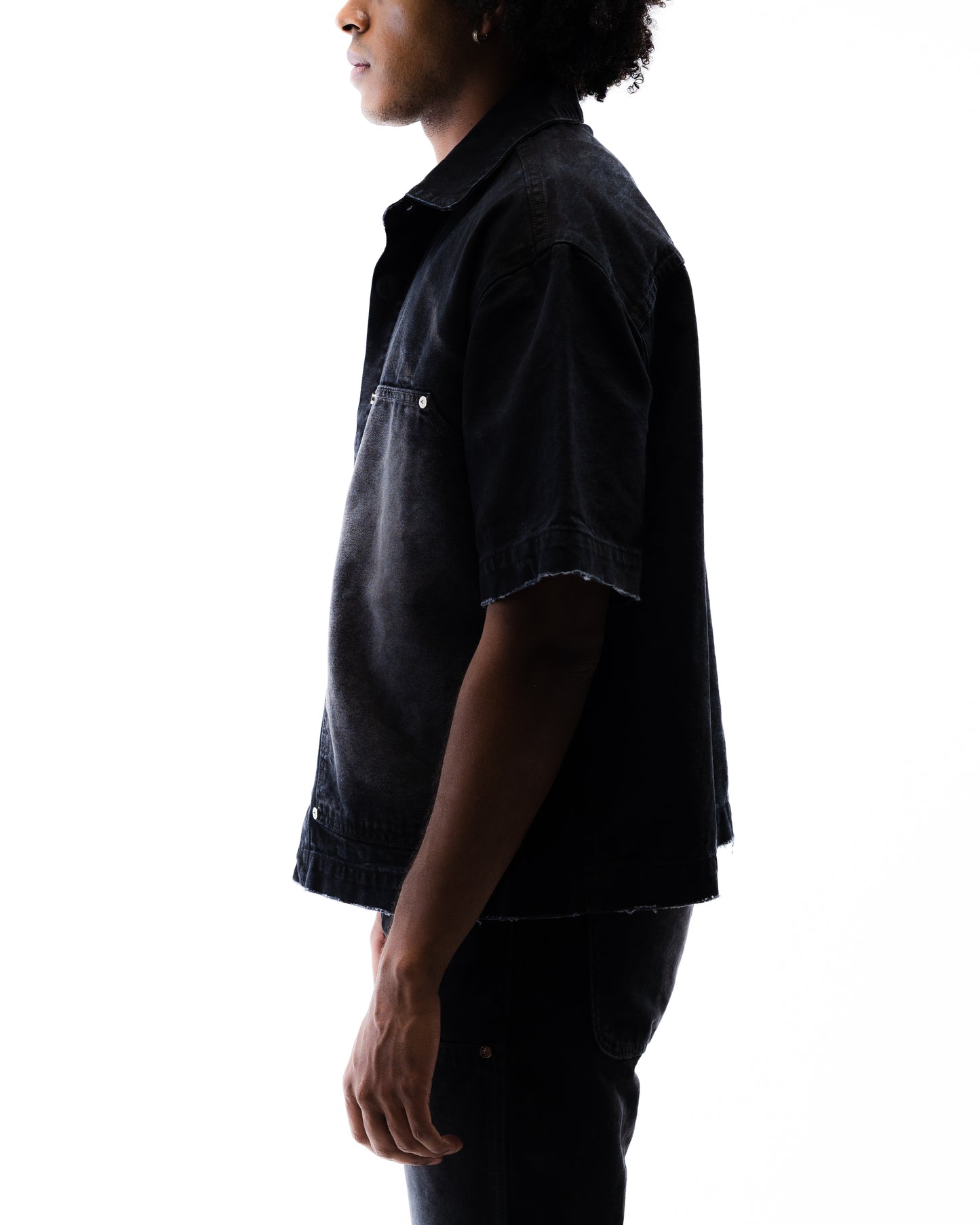 Screwed Button Up Jacket - Black