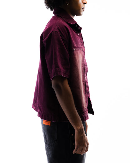 Screwed Button Up Jacket - Burgundy