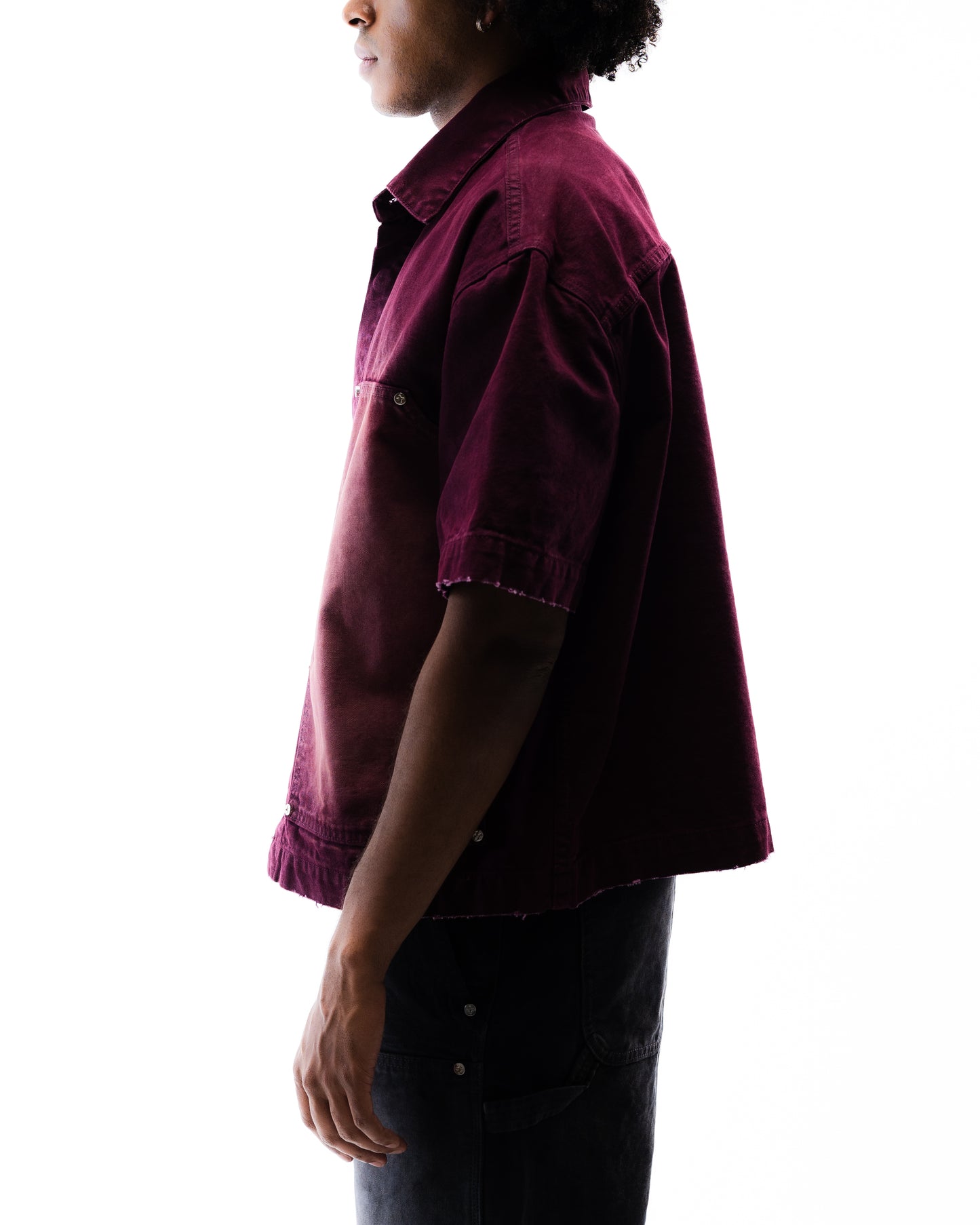 Screwed Button Up Jacket - Burgundy