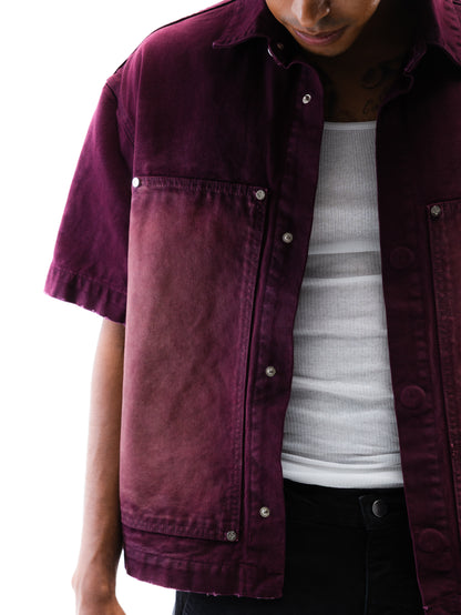 Screwed Button Up Jacket - Burgundy