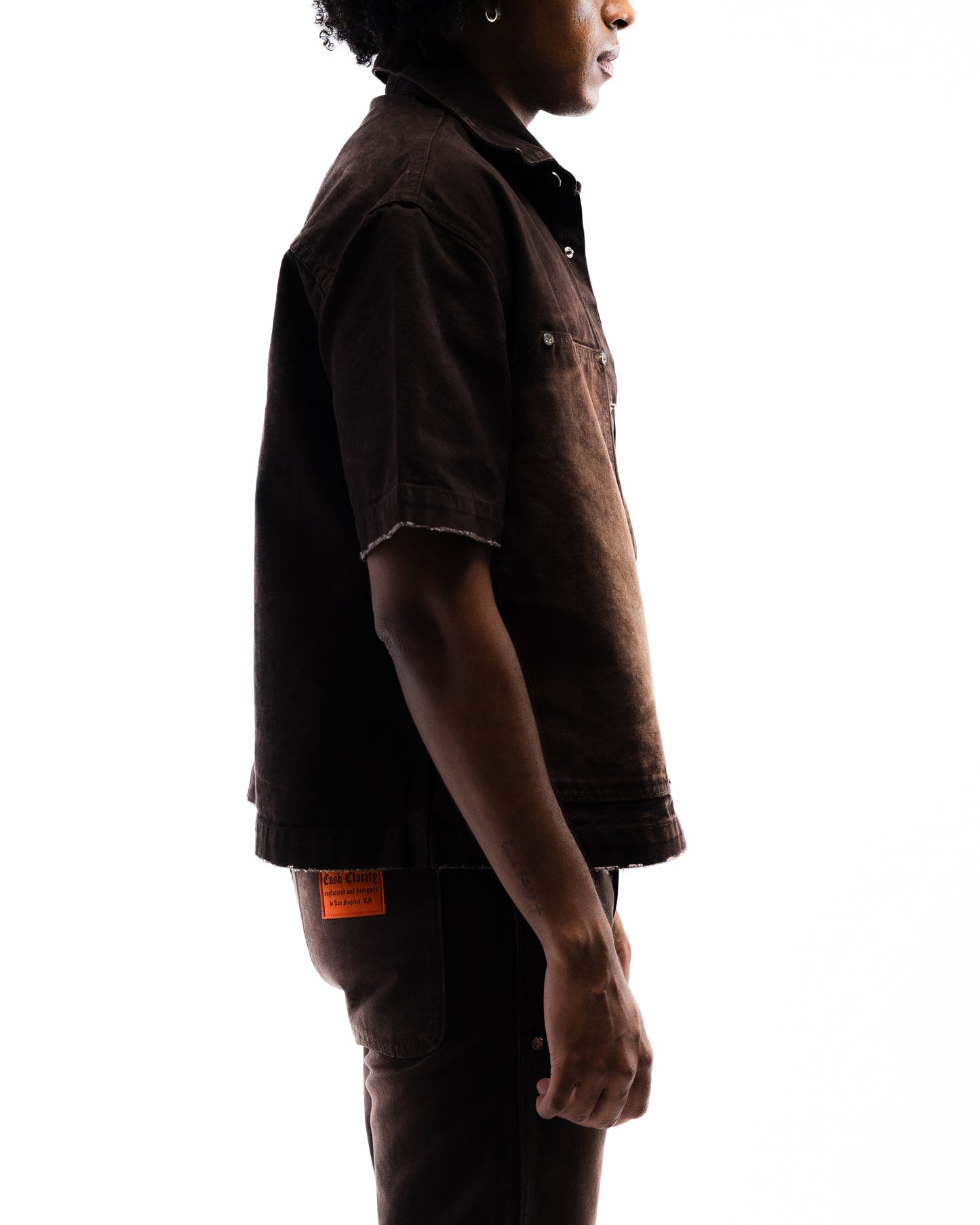 Screwed Button Up Jacket - Brown