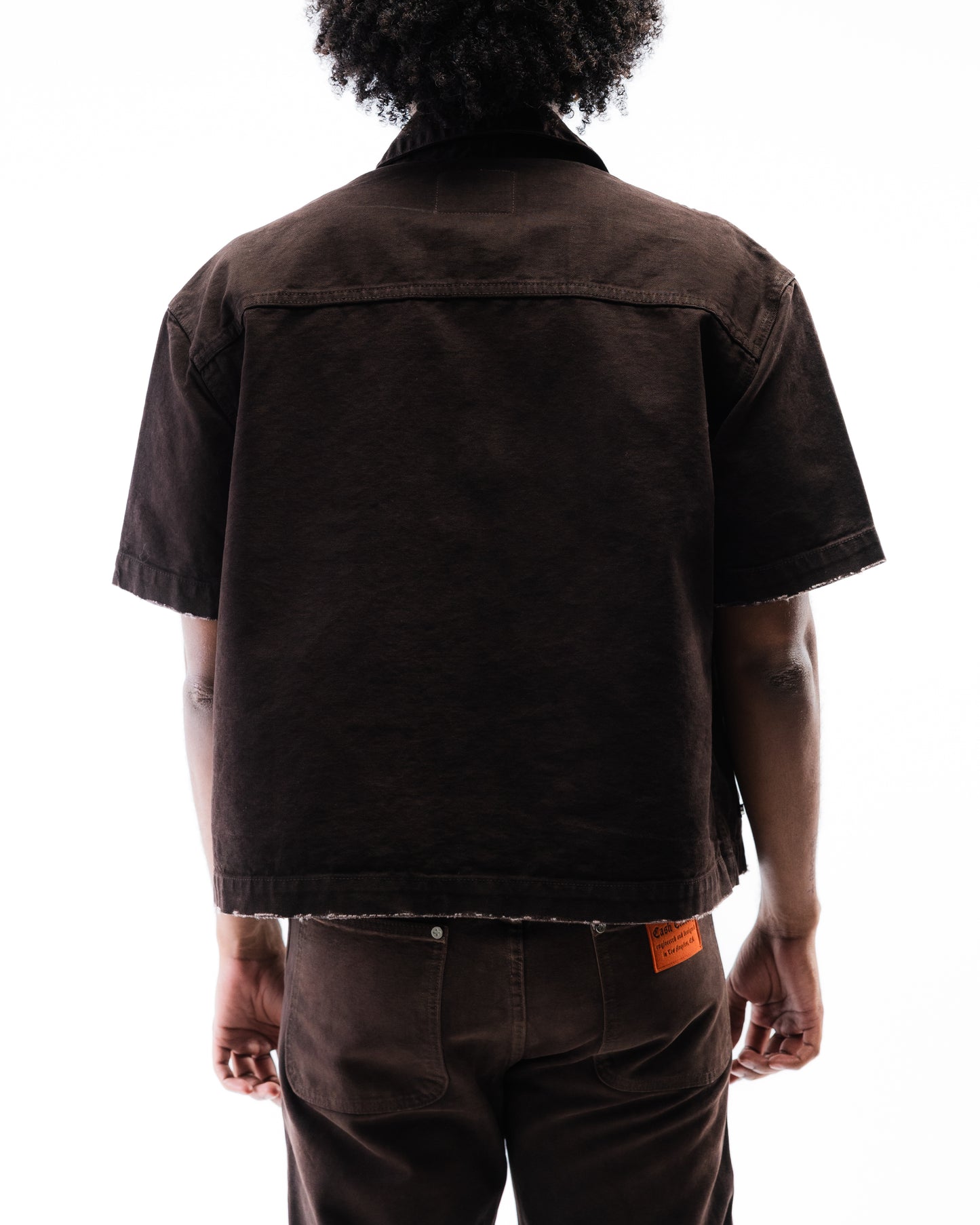 Screwed Button Up Jacket - Brown