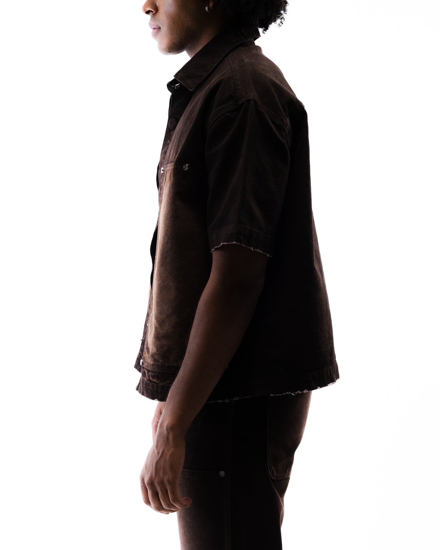 Screwed Button Up Jacket - Brown