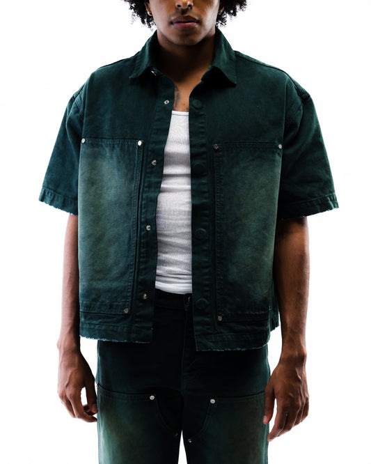 Screwed Button Up Jacket - Green