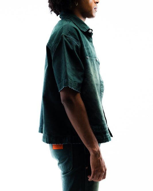 Screwed Button Up Jacket - Green