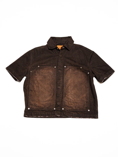 Screwed Button Up Jacket - Brown