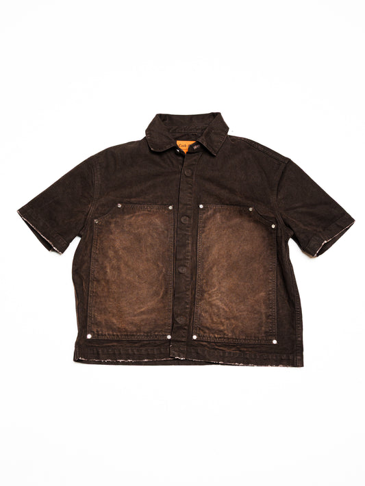 Screwed Button Up Jacket - Brown