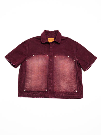 Screwed Button Up Jacket - Burgundy
