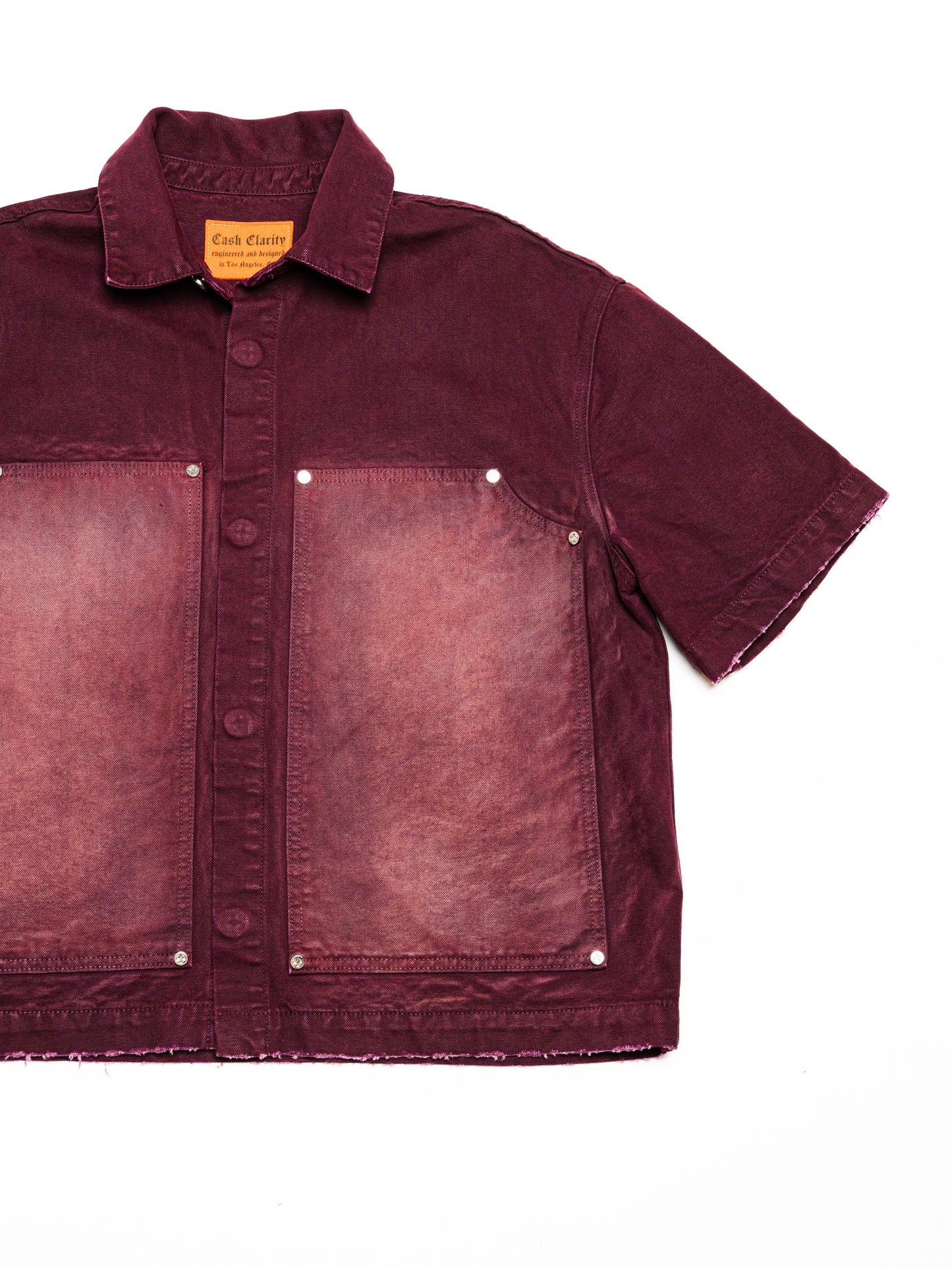 Screwed Button Up Jacket - Burgundy