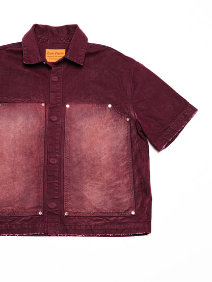 Screwed Button Up Jacket - Burgundy