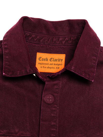 Screwed Button Up Jacket - Burgundy