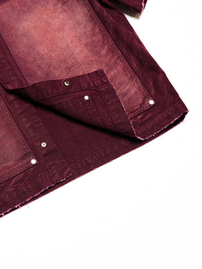 Screwed Button Up Jacket - Burgundy