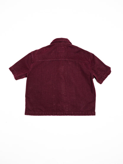 Screwed Button Up Jacket - Burgundy