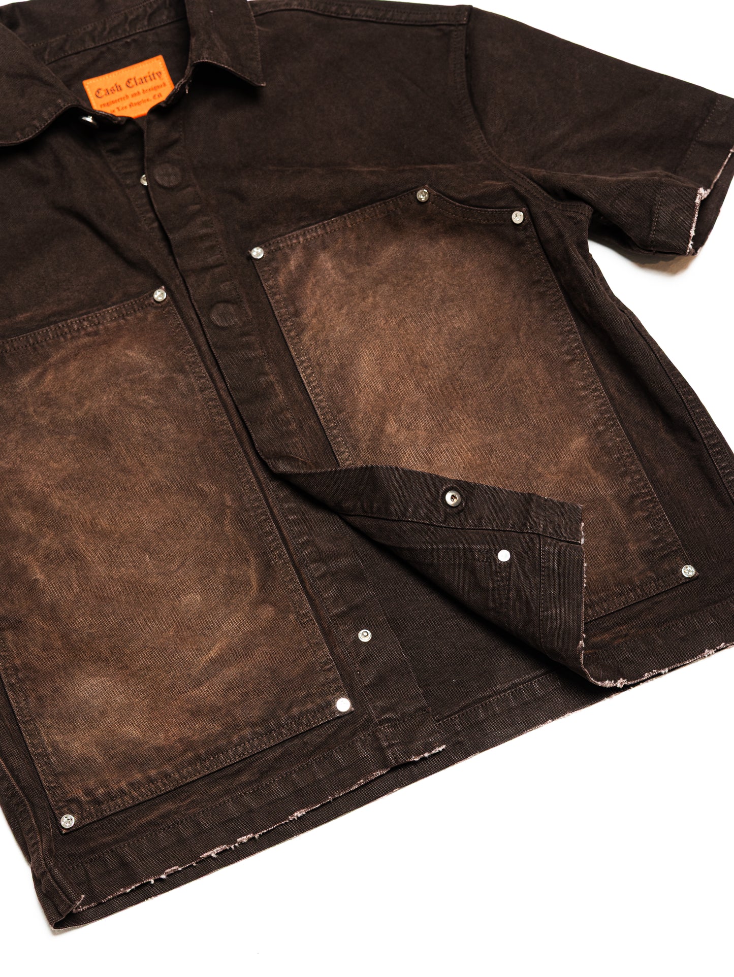 Screwed Button Up Jacket - Brown