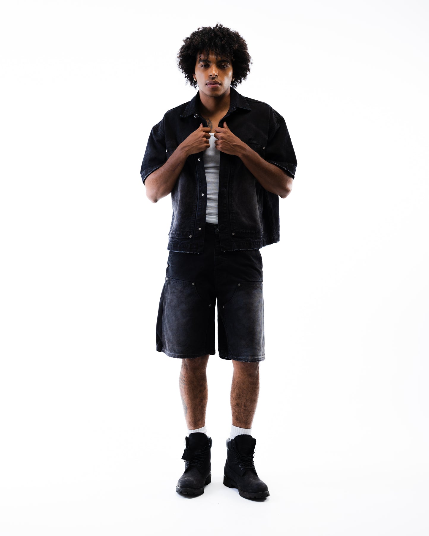 Screwed Button Up Jacket - Black