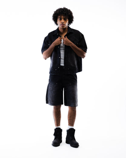 Screwed Button Up Jacket - Black
